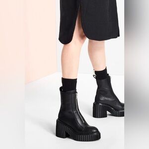 AGL Black Tiggy Leather Platform Ankle Boots Womens Size 37/7